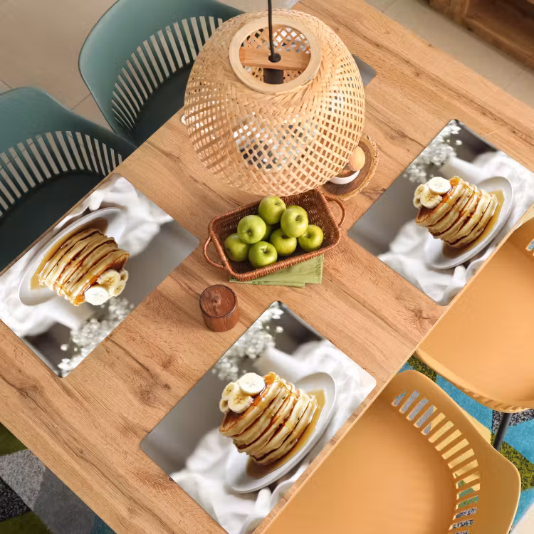 Placemat vinyl - Pannenkoeken - Banaan - Siroop - Wit - Beige — 3