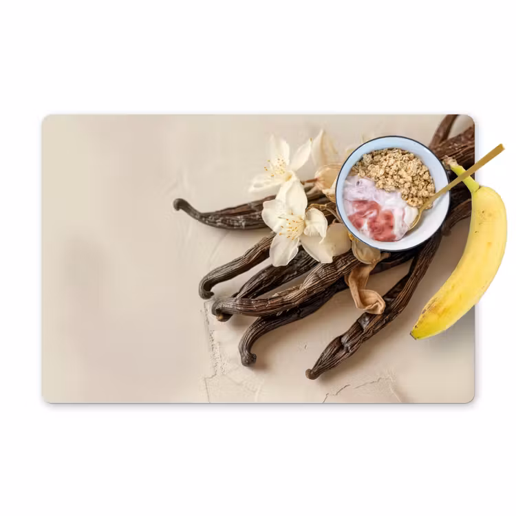 Placemat vinyl - Vanille - Bloemen - Beige — 1