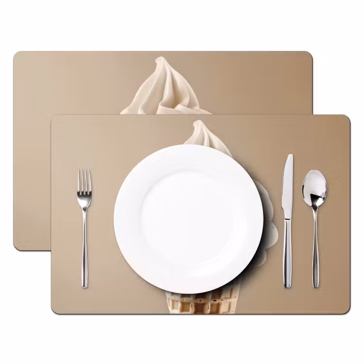 Placemat vinyl - IJs - Softijs - Romig - Hoorntje - Beige — 2