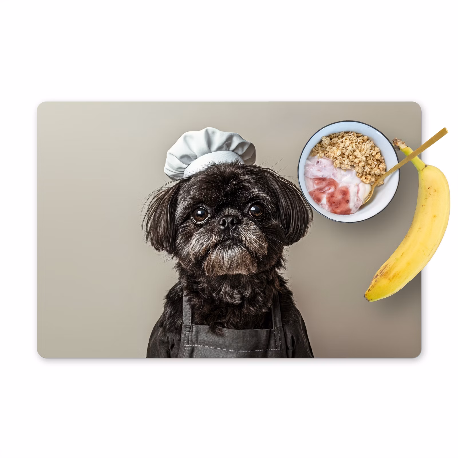 Placemat vinyl - Kokskleding - Zwart - Hondje — 1