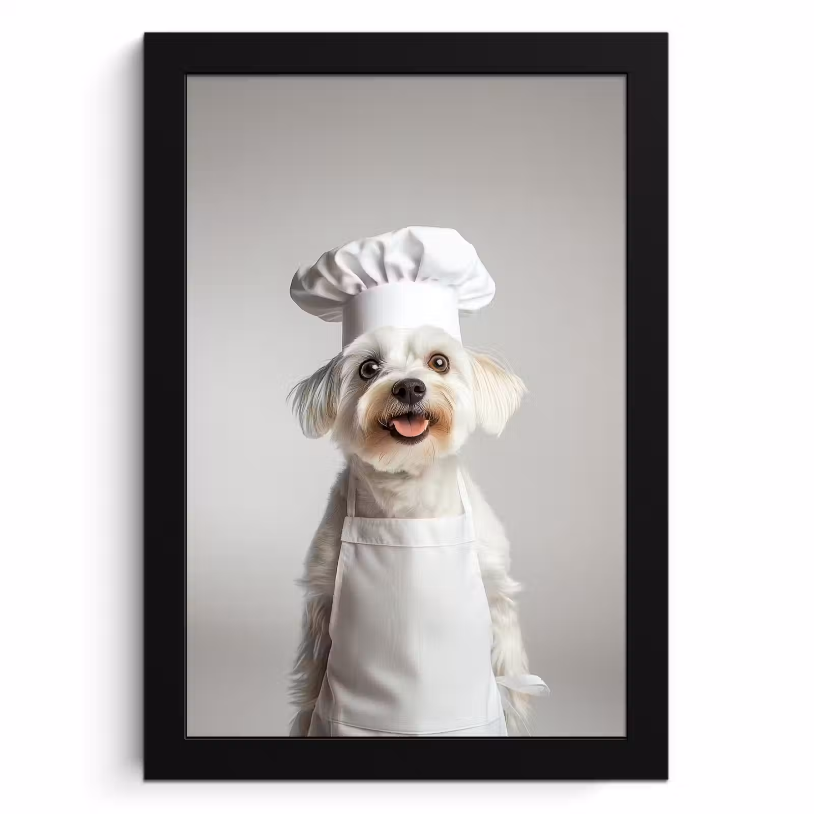 Poster met lijst - Hond - Wit - Kok — 1