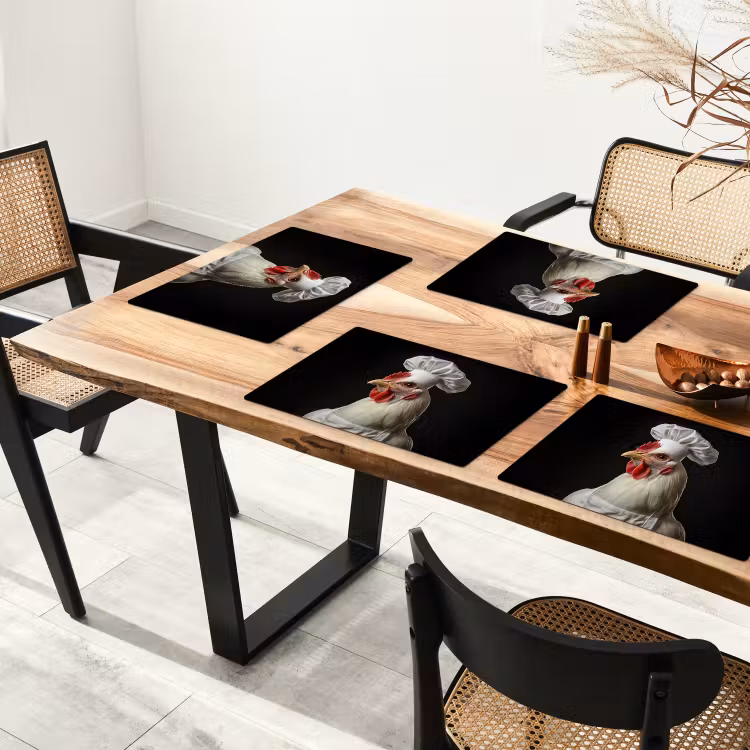 Placemat vinyl - Kok - Rood - Kip — 4