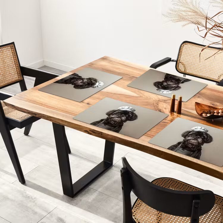 Placemat vinyl - Kokskleding - Zwart - Hondje — 4