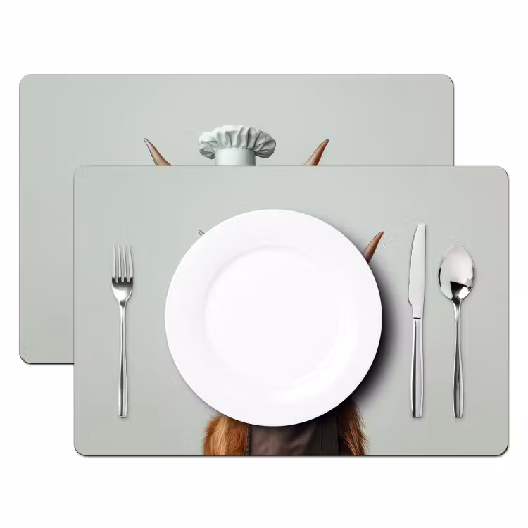 Placemat vinyl - Schotse Hooglander - Bruin - Hoorns - Kokskleding — 2