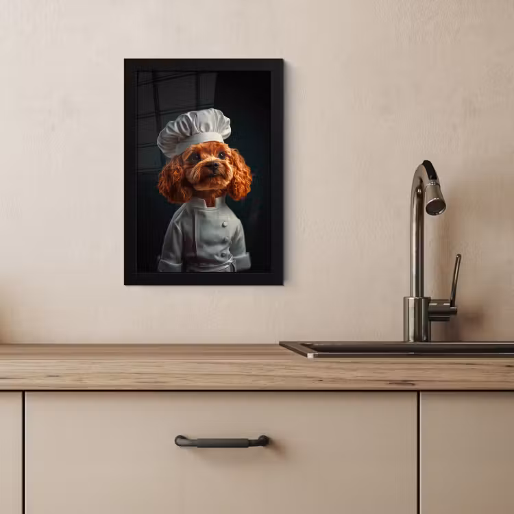 Poster met lijst - Bruin - Kok - Hondje — 2