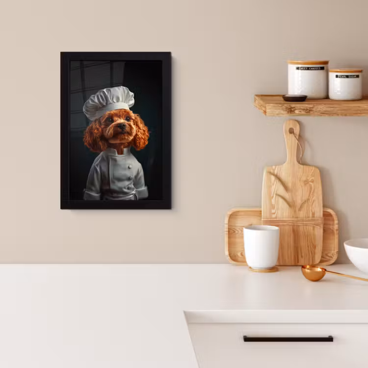 Poster met lijst - Bruin - Kok - Hondje — 4