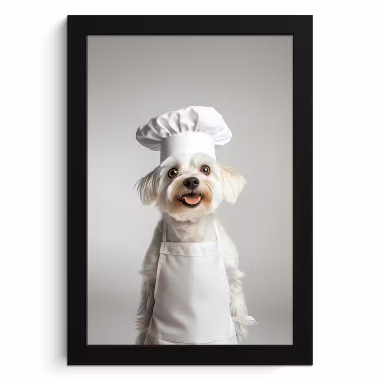Poster met lijst - Hond - Wit - Kok — 1