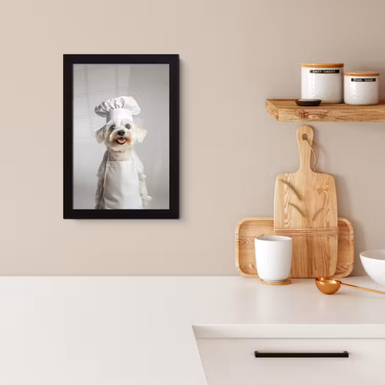 Poster met lijst - Hond - Wit - Kok — 2