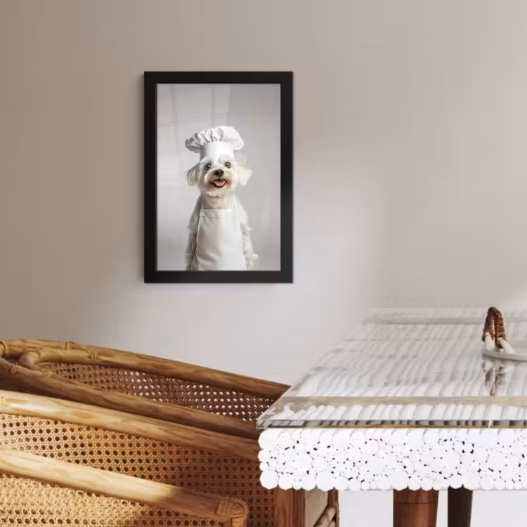 Poster met lijst - Hond - Wit - Kok — 3