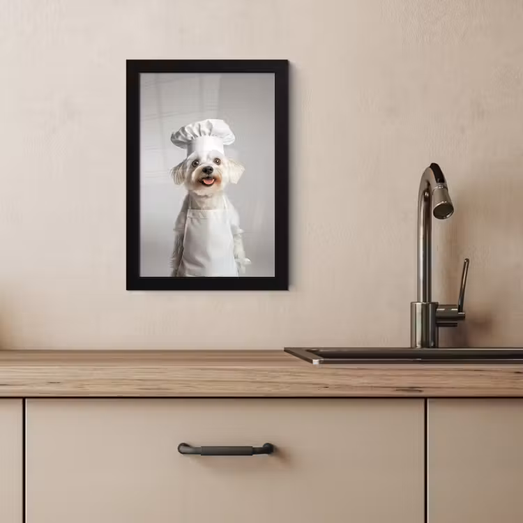Poster met lijst - Hond - Wit - Kok — 4