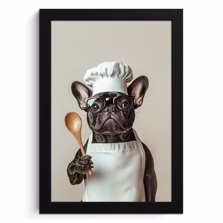 Poster met lijst - Bril - Hond - Kok — 1