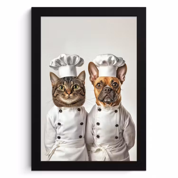 Poster met lijst - Kat - Hond - Kokskleding — 1