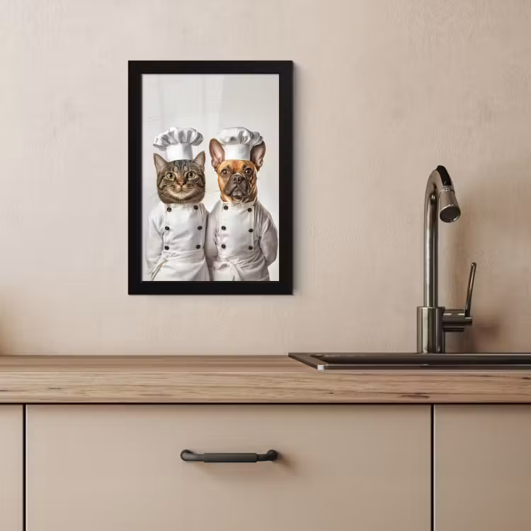 Poster met lijst - Kat - Hond - Kokskleding — 4
