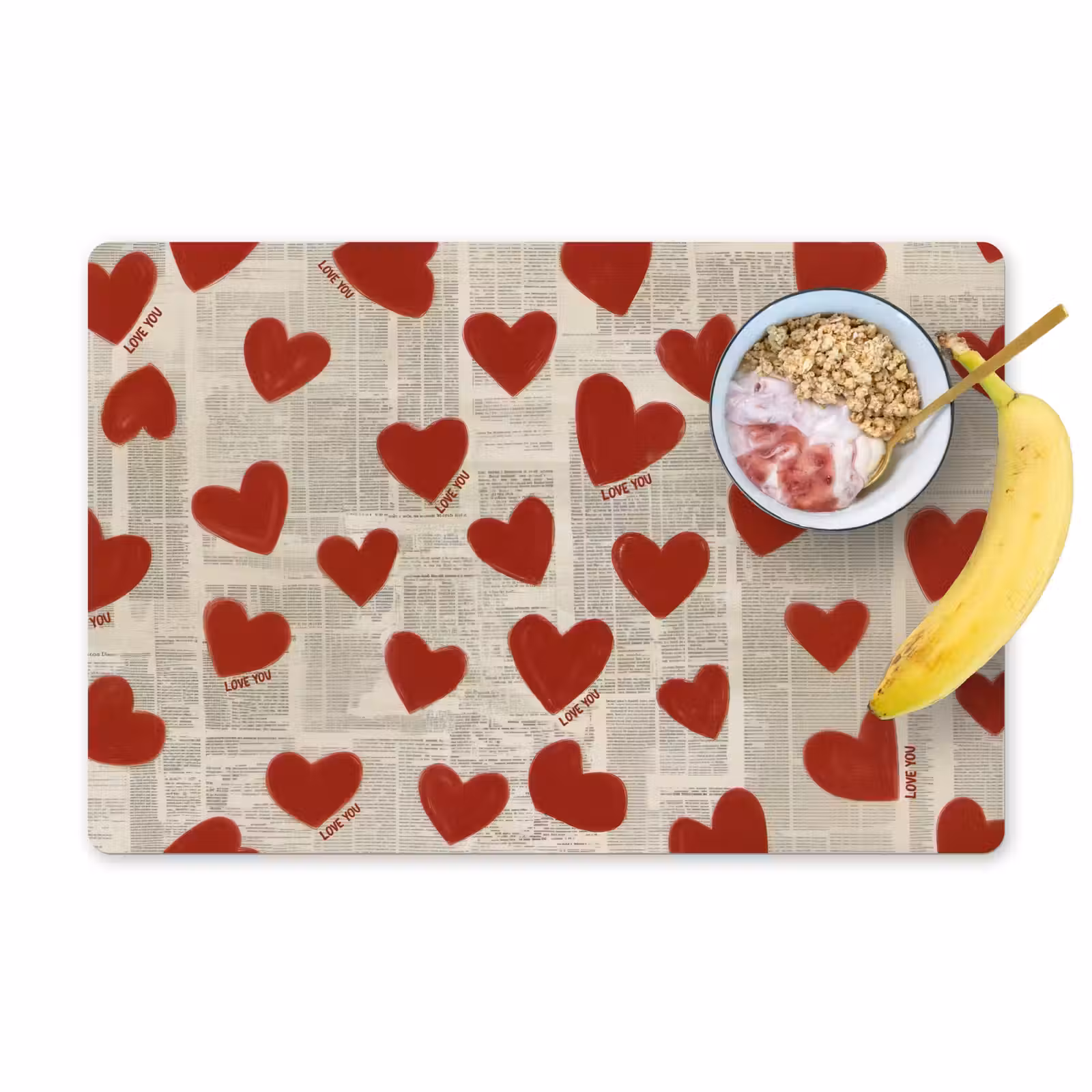 Placemat vinyl - Hartjes - Krant - Loveyou — 1