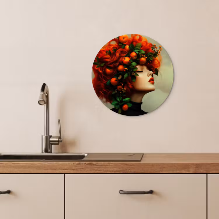 Muurcirkel - Vrouw - Appels - Rood - Bladeren — 3