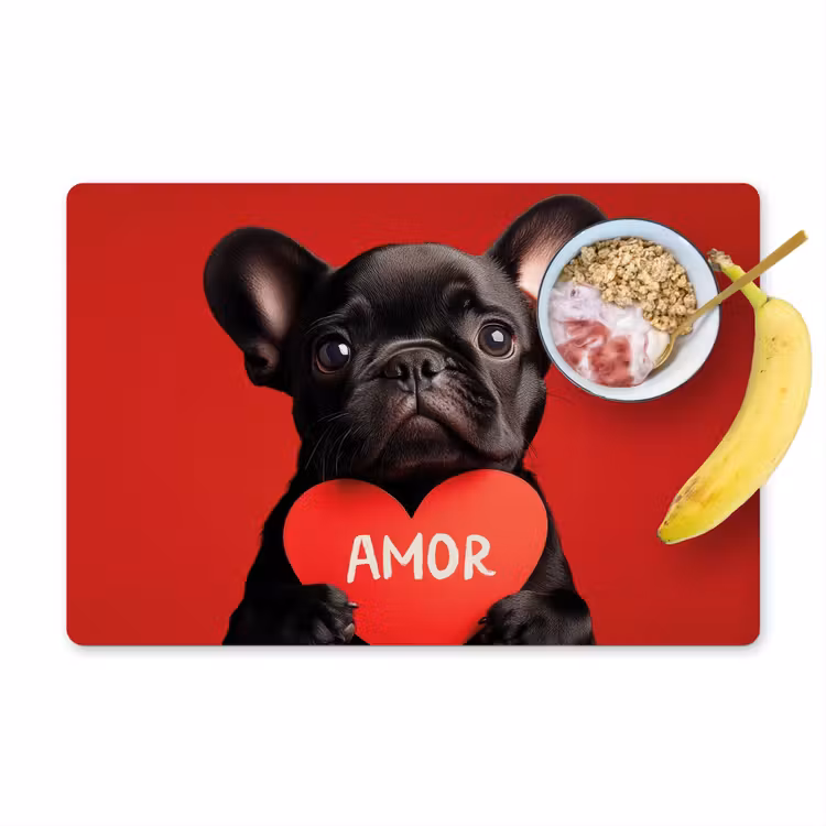 Placemat vinyl - Amor - Hond - Hartje - Rood — 1