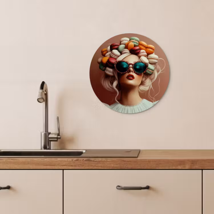 Muurcirkel - Vrouw - Macarons - Bril — 4