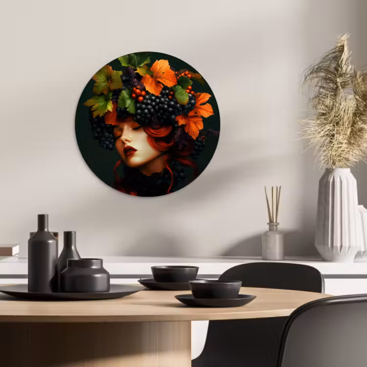 Muurcirkel - Vrouw - Rood - Groen - Druiven — 2