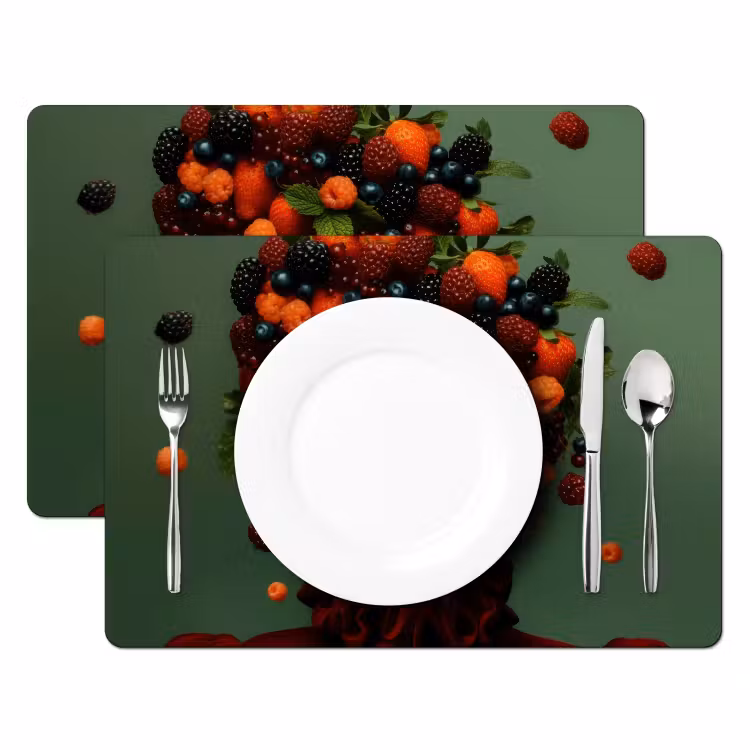 Placemat vinyl - Vrouw - Aardbeien - Frambozen - Bramen - Bessen — 2