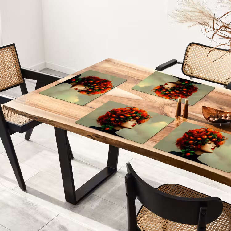 Placemat vinyl - Vrouw - Appels - Rood - Bladeren — 4