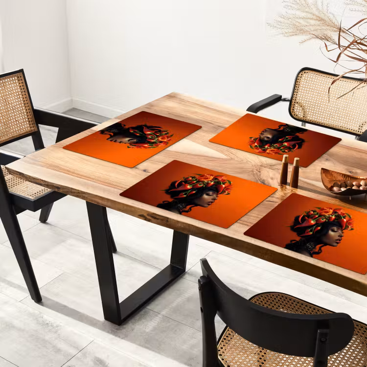 Placemat vinyl - Vrouw - Chilipepers - Pepers - Bloemen — 4
