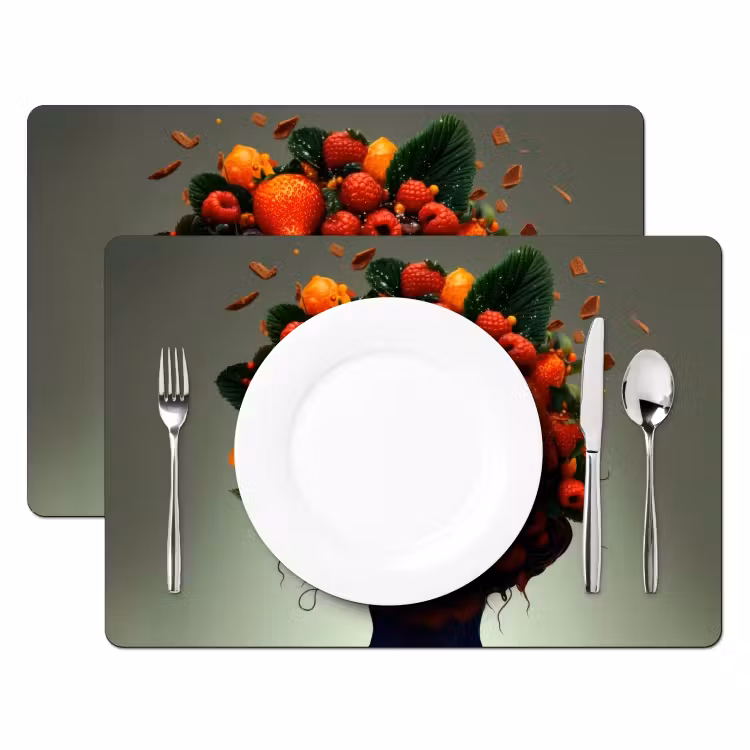 Placemat vinyl - Vrouw - Chocolade - Frambozen - Aardbeien - Koekjes — 2