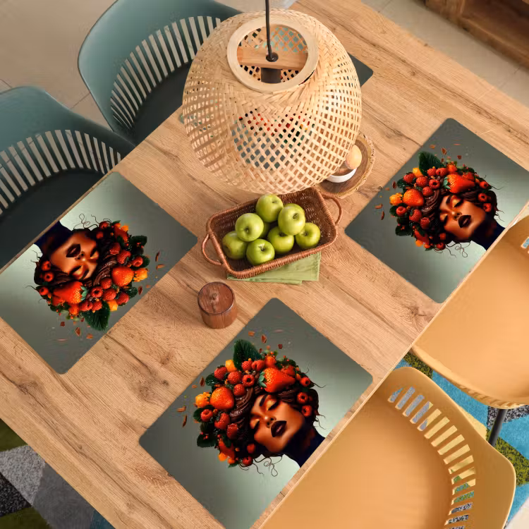 Placemat vinyl - Vrouw - Chocolade - Frambozen - Aardbeien - Koekjes — 3