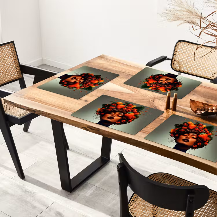Placemat vinyl - Vrouw - Chocolade - Frambozen - Aardbeien - Koekjes — 4