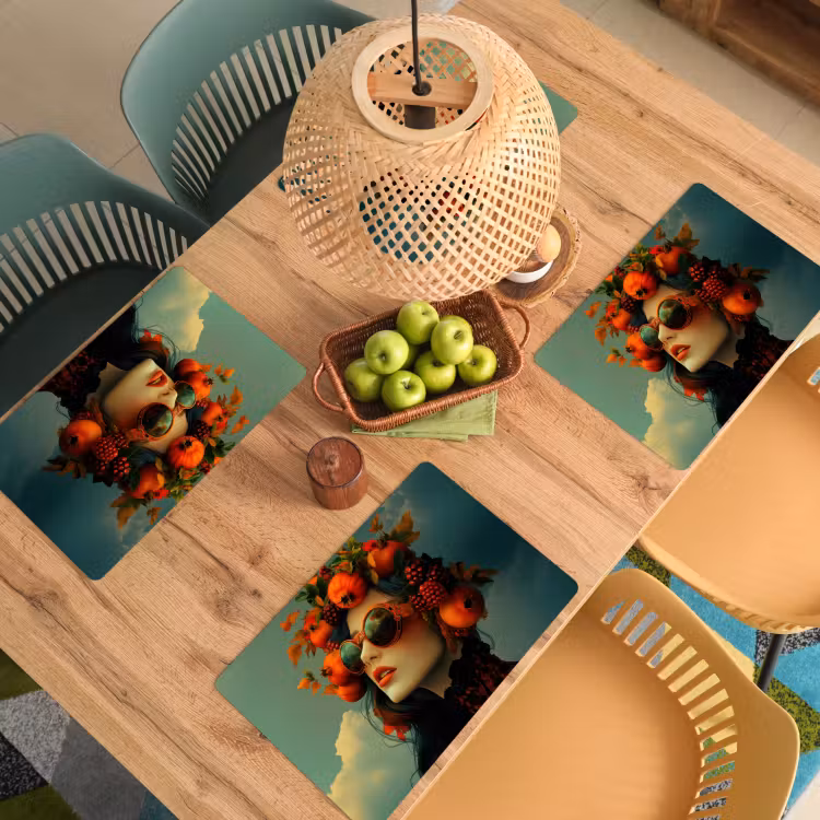 Placemat vinyl - Vrouw - Granaatappel - Herfst - Zonnebril — 3
