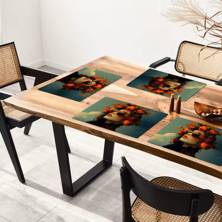 Placemat vinyl - Vrouw - Granaatappel - Herfst - Zonnebril — 4