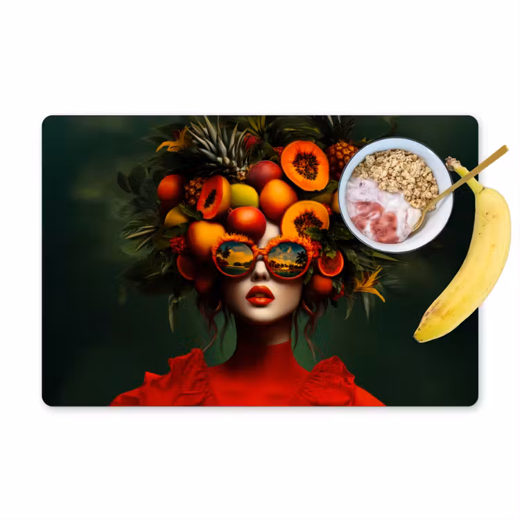 Placemat vinyl - Vrouw - Vruchten - Papaja - Ananas — 1