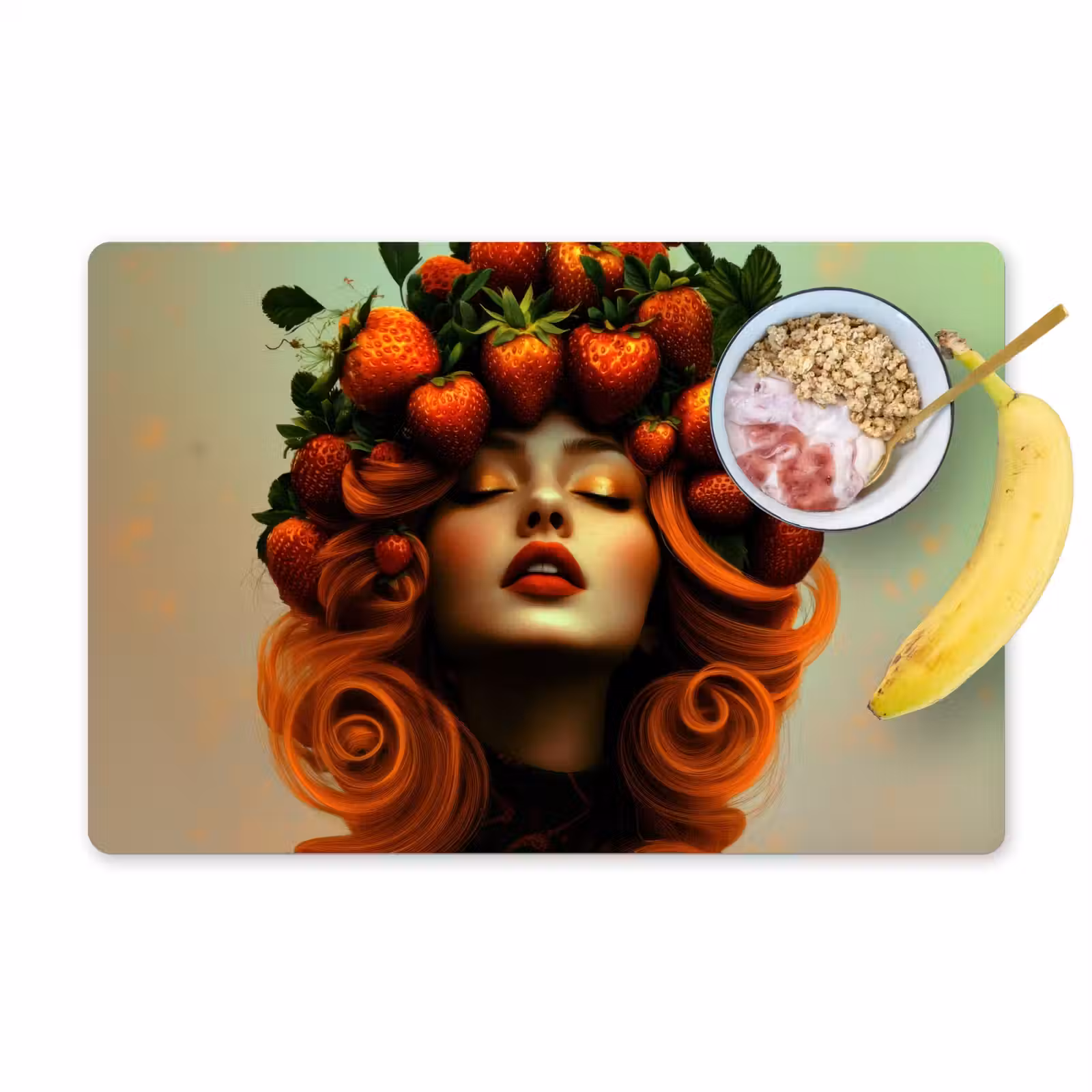 Placemat vinyl - Vrouw - Aardbeien - Kroon — 1