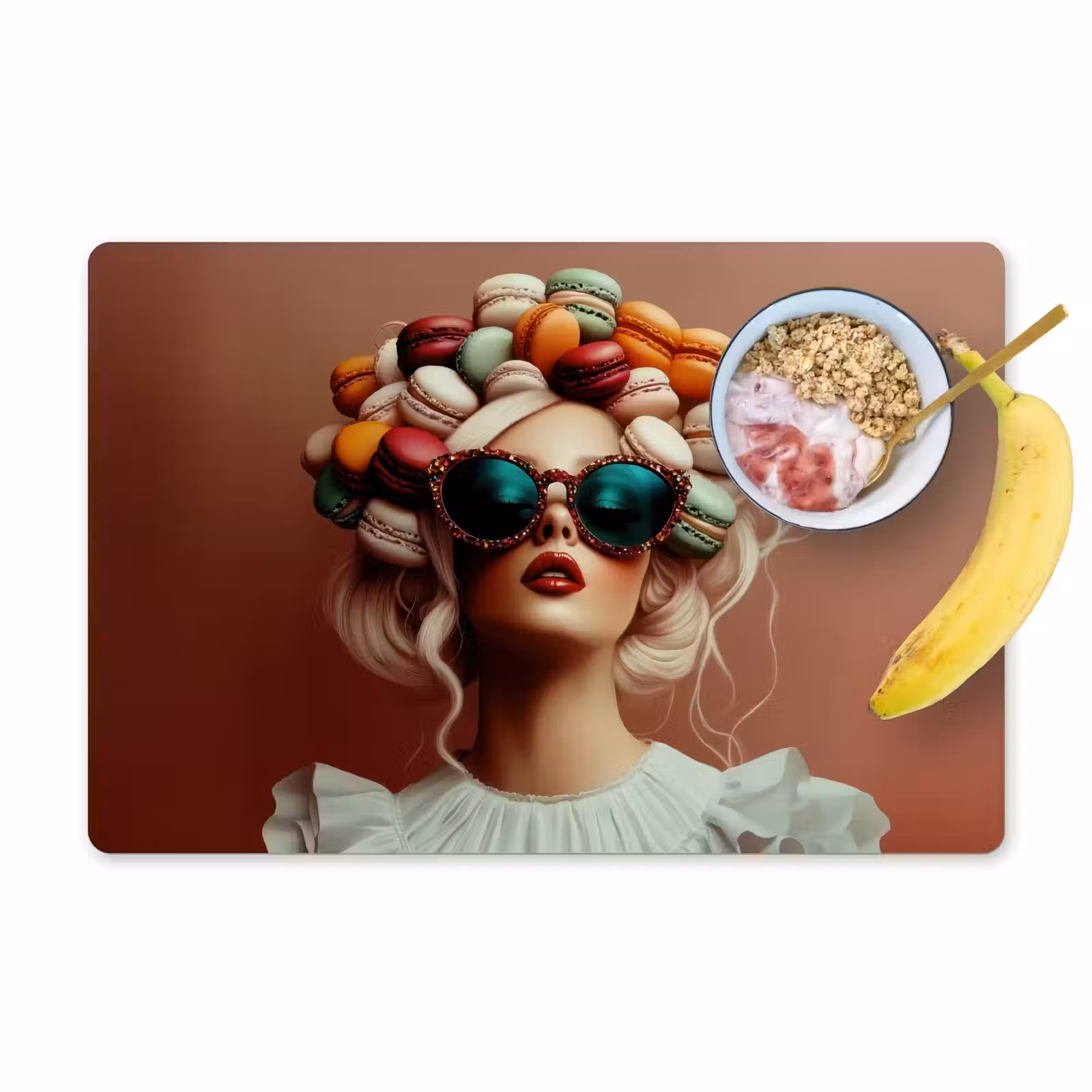 Placemat vinyl - Vrouw - Macarons - Bril — 1