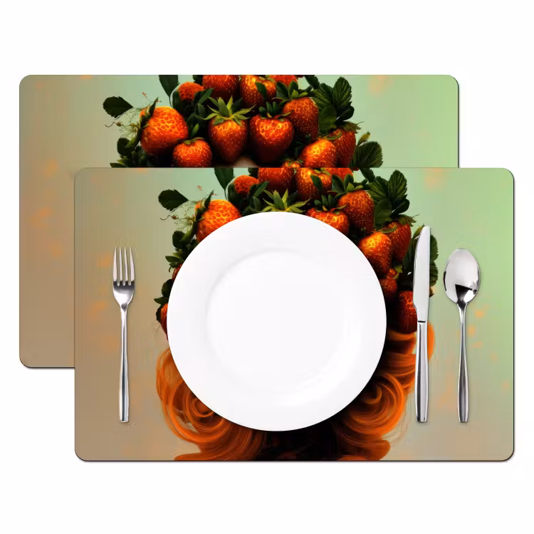 Placemat vinyl - Vrouw - Aardbeien - Kroon — 2