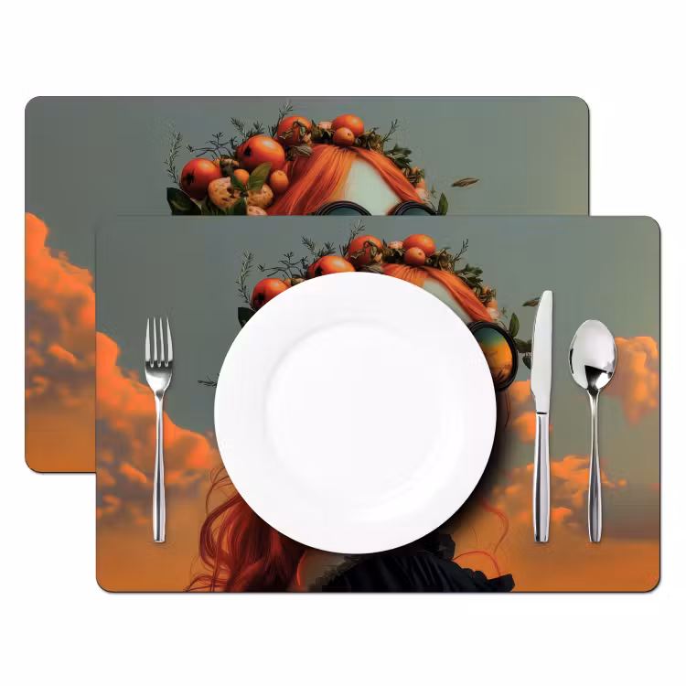 Placemat vinyl - Vrouw - Kroon - Tomaat - Bascilicum - Zonnebril — 2