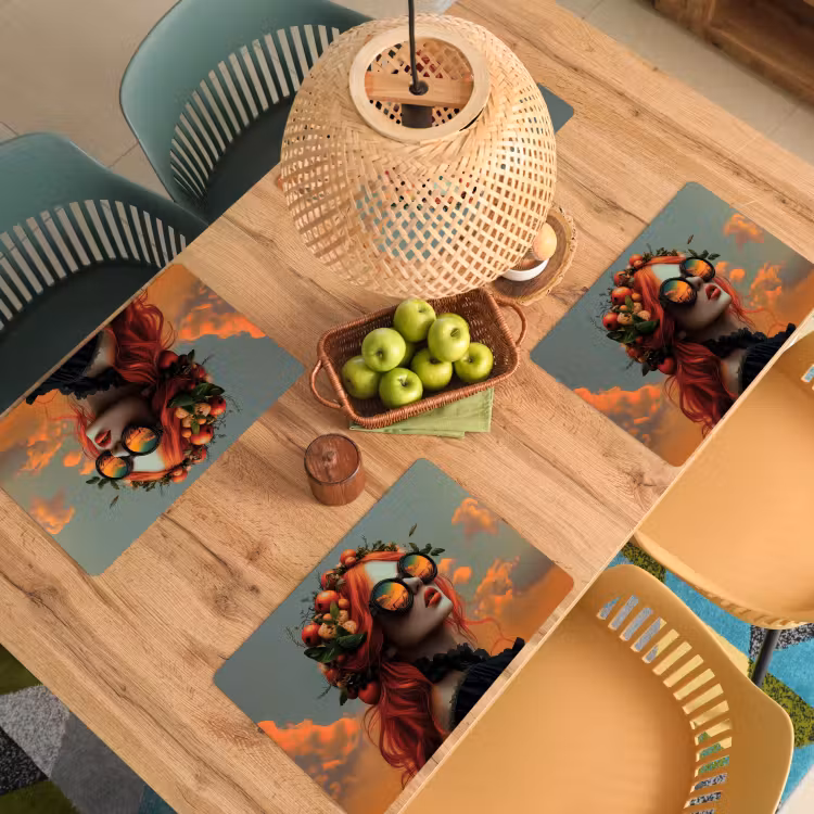 Placemat vinyl - Vrouw - Kroon - Tomaat - Bascilicum - Zonnebril — 3