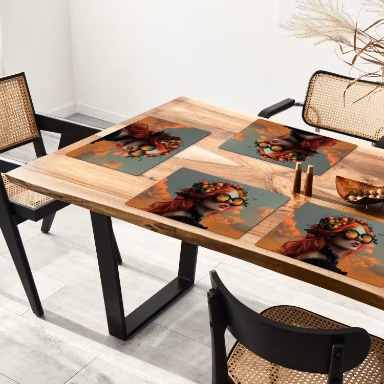 Placemat vinyl - Vrouw - Kroon - Tomaat - Bascilicum - Zonnebril — 4