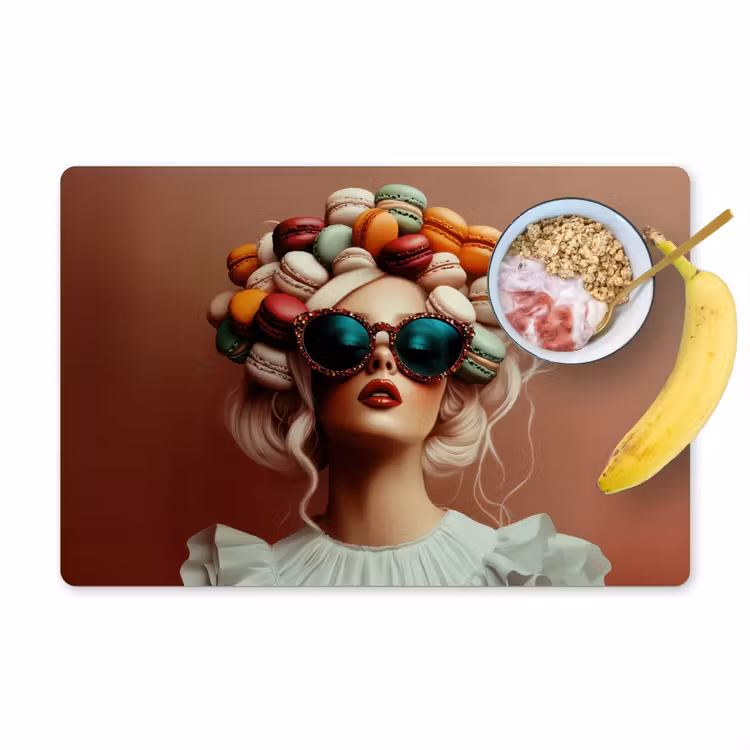 Placemat vinyl - Vrouw - Macarons - Bril — 1