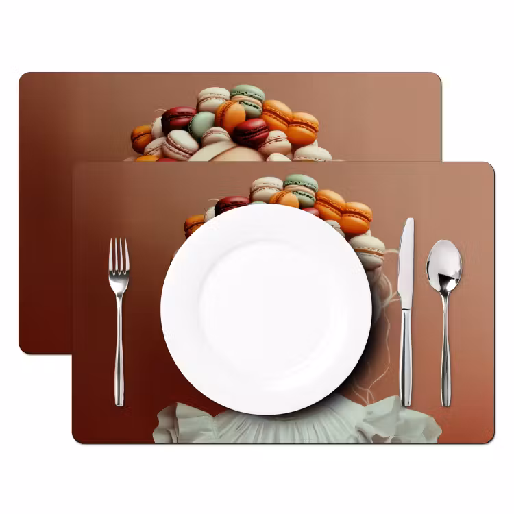 Placemat vinyl - Vrouw - Macarons - Bril — 2