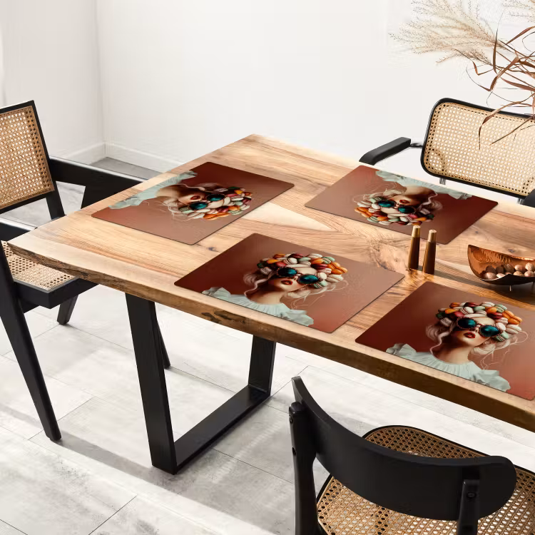 Placemat vinyl - Vrouw - Macarons - Bril — 4