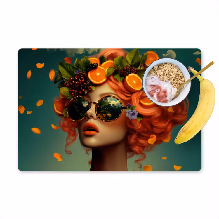 Placemat vinyl - Vrouw - Sinaasappel - Bessen - Oranje — 1