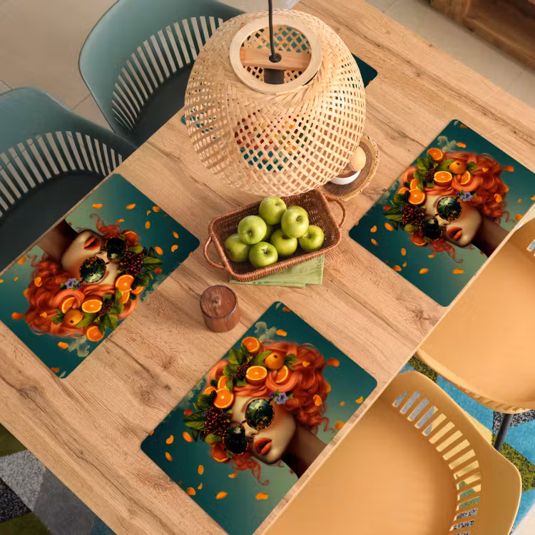 Placemat vinyl - Vrouw - Sinaasappel - Bessen - Oranje — 3