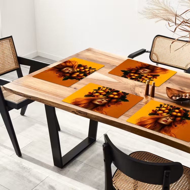 Placemat vinyl - Vrouw - Citroenen - Bloesem - Geel — 4