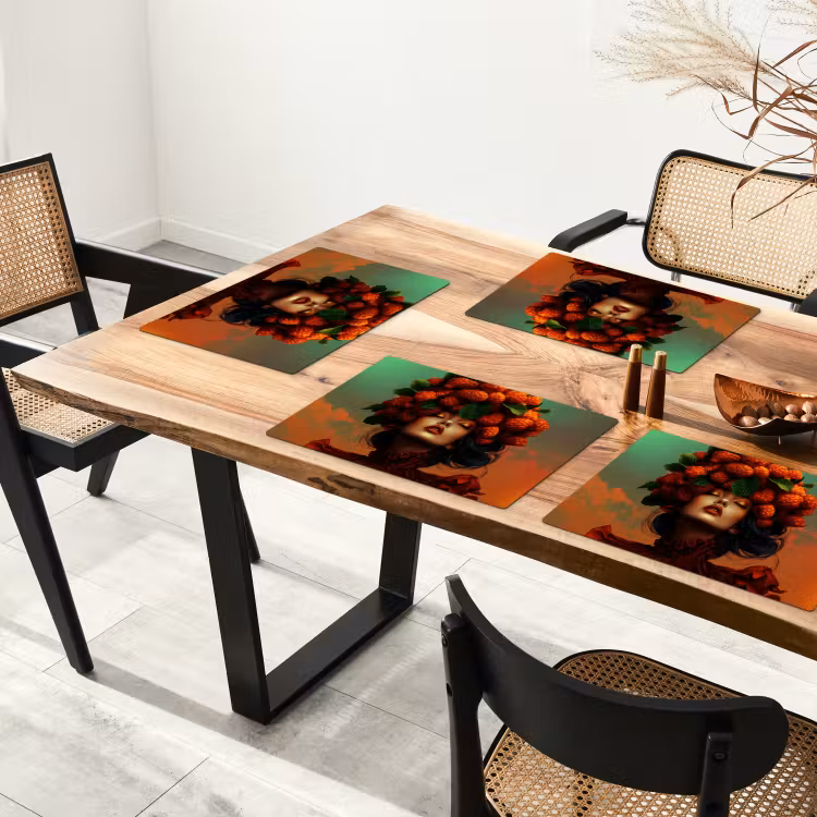 Placemat vinyl - Vrouw - Frambozen - Bladeren — 4