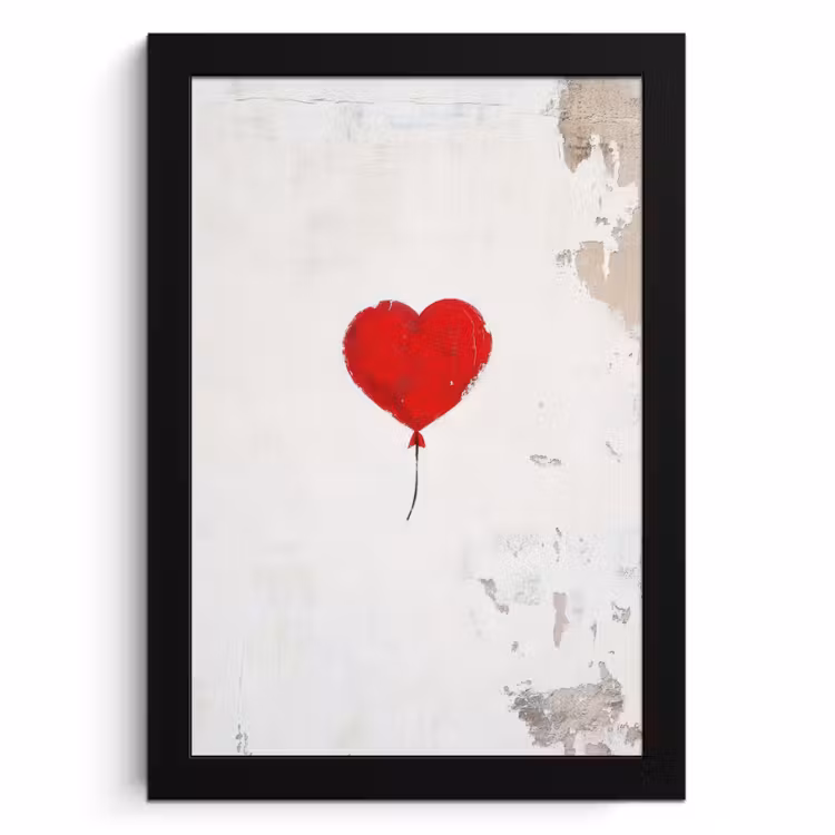 Poster met lijst - Ballon - Rood - Hart — 1