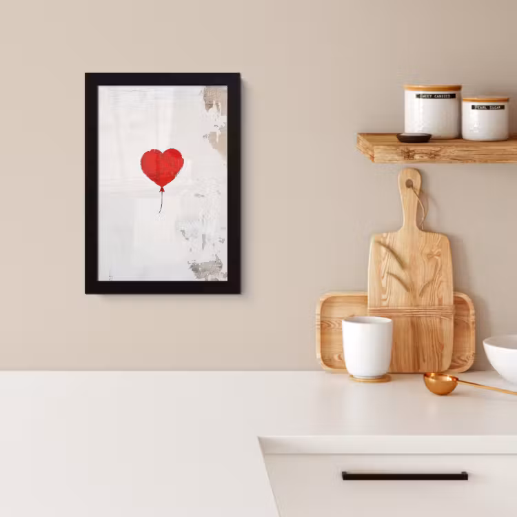 Poster met lijst - Ballon - Rood - Hart — 2