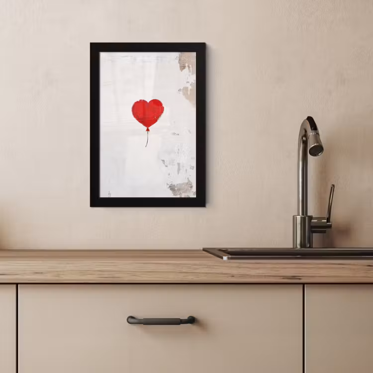 Poster met lijst - Ballon - Rood - Hart — 3