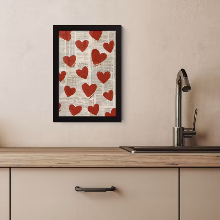 Poster met lijst - Hartjes - Krant - Loveyou — 3