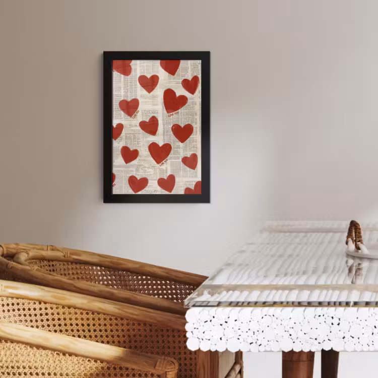 Poster met lijst - Hartjes - Krant - Loveyou — 4