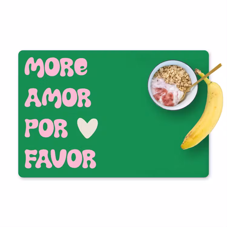 Placemat vinyl - Amor - Valentijn - Groen - Tekst — 1